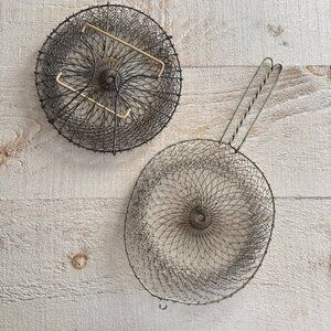 Set of Two Wire Mesh Kitchen Baskets - Collapsible Wire Strainers